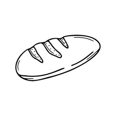 Hand drawn bread isolated on a white background. Doodle, simple outline illustration. It can be used for decoration of textile, paper.