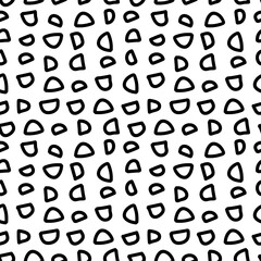 Crooked circles seamless pattern. Trendy vector abstract pieces. Hand drawn modern design for card, print on clothes. Doodle stock illusration perfect for textile prints, kids design	