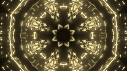 Golden kaleidoscope ornament 4K UHD 3d illustration