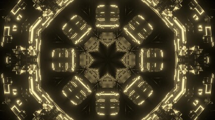 Fototapeta na wymiar Sci fi gateway with golden geometric pattern 4K UHD 3d illustration