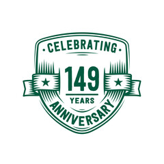 149 years anniversary celebration shield design template. 149th anniversary logo. Vector and illustration.
