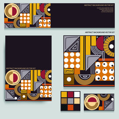 Colorful neo geometric poster. Geometric template poster, brochure neo pattern. Vector illustration set.