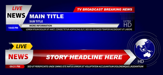 set of breaking news template tv or banner template hot news for broadcasting or live report streaming television concept. eps 10 vector, easy to modify 
