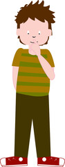 Vector Illustration of a Child Nose Picking, Nose Pick Kid