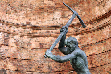 Catanzaro Statue of the "Cavatore" in Piazza Matteotti (man who digs the rock), Calabria, Italy