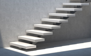 Abstract empty modern concrete room with  wall and stairs. 3d rendering