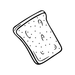 Hand drawn slice of bread isolated on a white background. Doodle, simple outline illustration. It can be used for decoration of textile, paper.