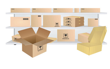 Boxes in storage. vector illustration