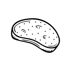 Hand drawn slice of bread isolated on a white background. Doodle, simple outline illustration. It can be used for decoration of textile, paper.