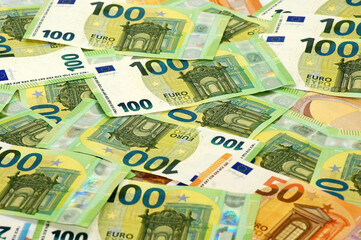 Euro Geldscheine als Bildhintergrund