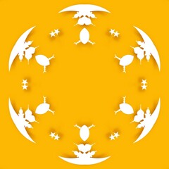 Obraz premium Abstract background with smooth circular design, forming objects with white ornament with shadow