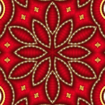 Kaleidoscope Abstract Background, Elegant And Luxurious Combination Of Red Yellow Gold Color For Product Promotion Background, Decoration, Cover, Cover, Invitation Etc. Mandala Style Design