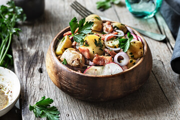 Potato with Bacon, Radish Salad