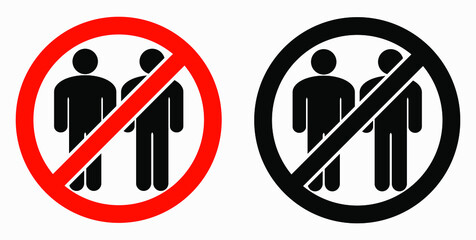 Ban on gathering people. Do not gather in groups. STOP rallies and meetings. Passage of people is prohibited. Vector icon.