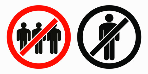 Ban on gathering people. Do not gather in groups. STOP rallies and meetings. Passage of people is prohibited. Vector icon.