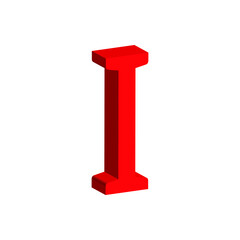 3d red letter i