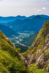 Obraz premium Alpine huts, meadows, lakes and woods of the Friulian mountains