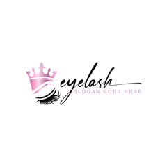 Luxury Beauty Eye Lashes and Crown Logo. Lash and Brow icon.