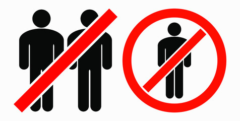 Ban on gathering people. Do not gather in groups. STOP rallies and meetings. Passage of people is prohibited. Vector icon.