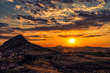 Golden sunset over the hill a 15th century castle