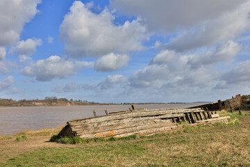 Shipwreck on the coastline of the Purton Ships' Graveyard - Ship Severn Collier