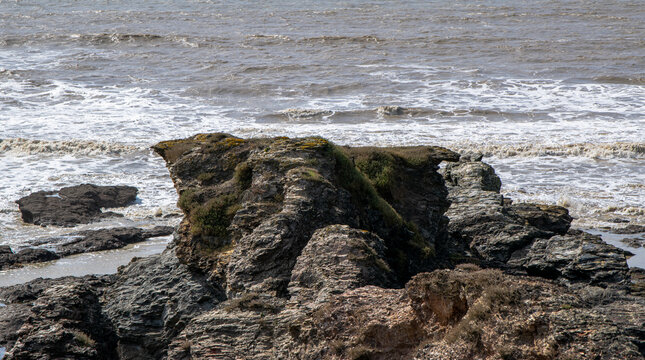 Vend&eacute;e, France; March 14, 2021: photo of the Corniche de Ri&eacute;, one can distinguish with a little imagination an elephant, commune of Saint-Hilaire-de-Riez.