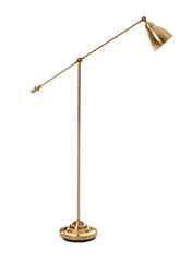 Stylish golden floor lamp isolated on white