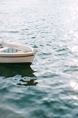 Close-up of a wooden boat with a tilt-shift lens effect.