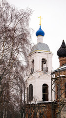Fototapeta na wymiar white orthodox bell tower
