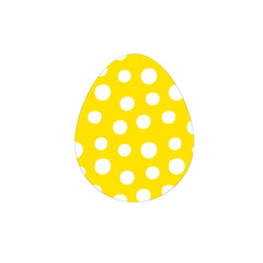 Yellow Vector Easter egg with circles polka dot pattern isolated on a white background