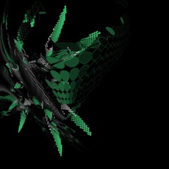 3d model abstract background. The design is made up of solid circles of green and gray that stand out