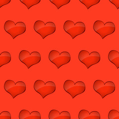 Love Red Hearts Pattern. Vector Red Background And Red Hearts.