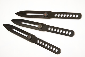 Set of several throwing knives for training of fight and sport throwing