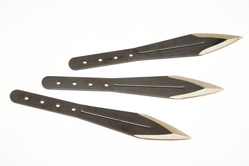 Set of several throwing knives for training of fight and sport throwing