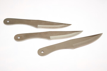 Set of several throwing knives for training of fight and sport throwing
