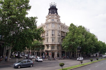 Naklejka premium Alcala Street is one of the main transport arteries of Madrid and a place of great business activity