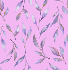 Fototapeta na wymiar seamless pink pattern with leaves
