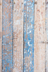 Vertical background or wallpaper of white and blue table timbers surface. Top view