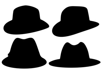 Mens hats in a set. Vector image.