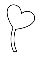 Icon of heart shape seedling with black border and white background.