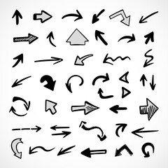 Vector set of hand-drawn arrows, elements for presentation