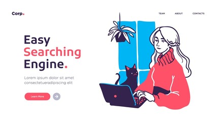 Fototapeta premium Landing page template of developing computer software, coding and programming . Modern flat design concept of web page design for website. Vector