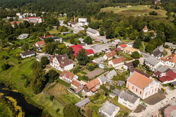 Fototapeta na wymiar Aerial view of town Sabile, Latvia.