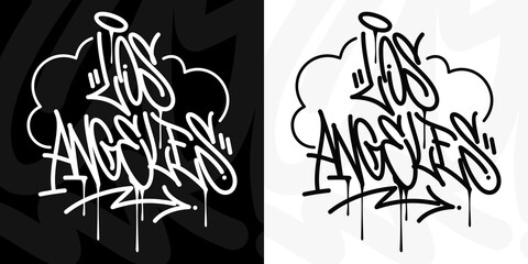 Los Angeles Hip Hop Urban Hand Written Graffiti Style Vector Illustration Calligraphy - obrazy, fototapety, plakaty