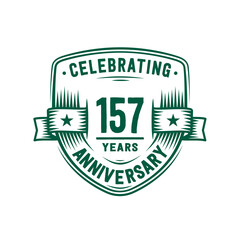 157 years anniversary celebration shield design template. 157th anniversary logo. Vector and illustration. 