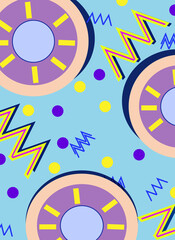 Seamless pattern with circles. Retro, Memphis style.