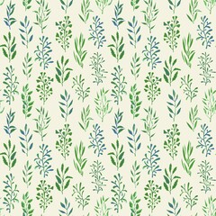 Hand drawn watercolor floral pattern abstract style twigs with leaves seamless pattern. Botanical vintage illustration. Background for header, image for blog, decoration. Design of wallpaper, textiles