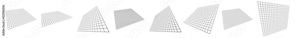 Poster 3d angled squared, checkered planes in perspective