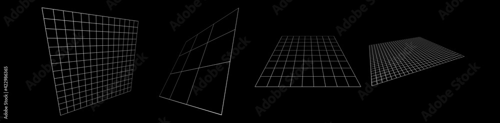 Poster 3d angled squared, checkered planes in perspective