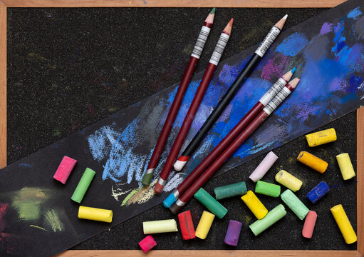 colored pastel crayons